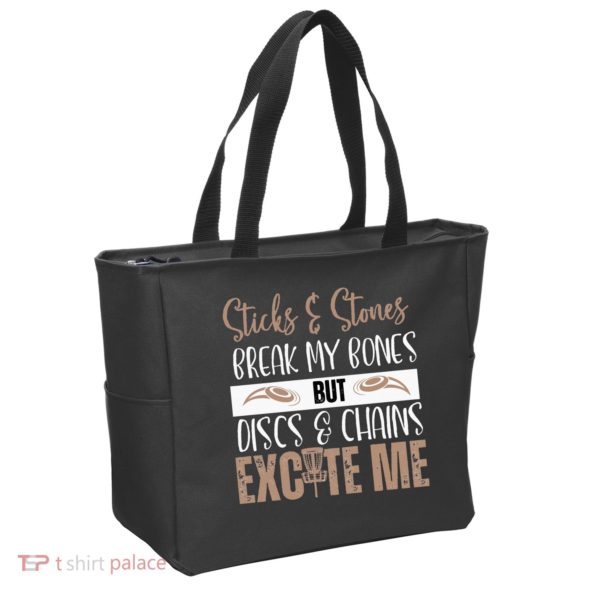 Disc Golf Funny Discs & Chains Excite Me Brown Tote Bag