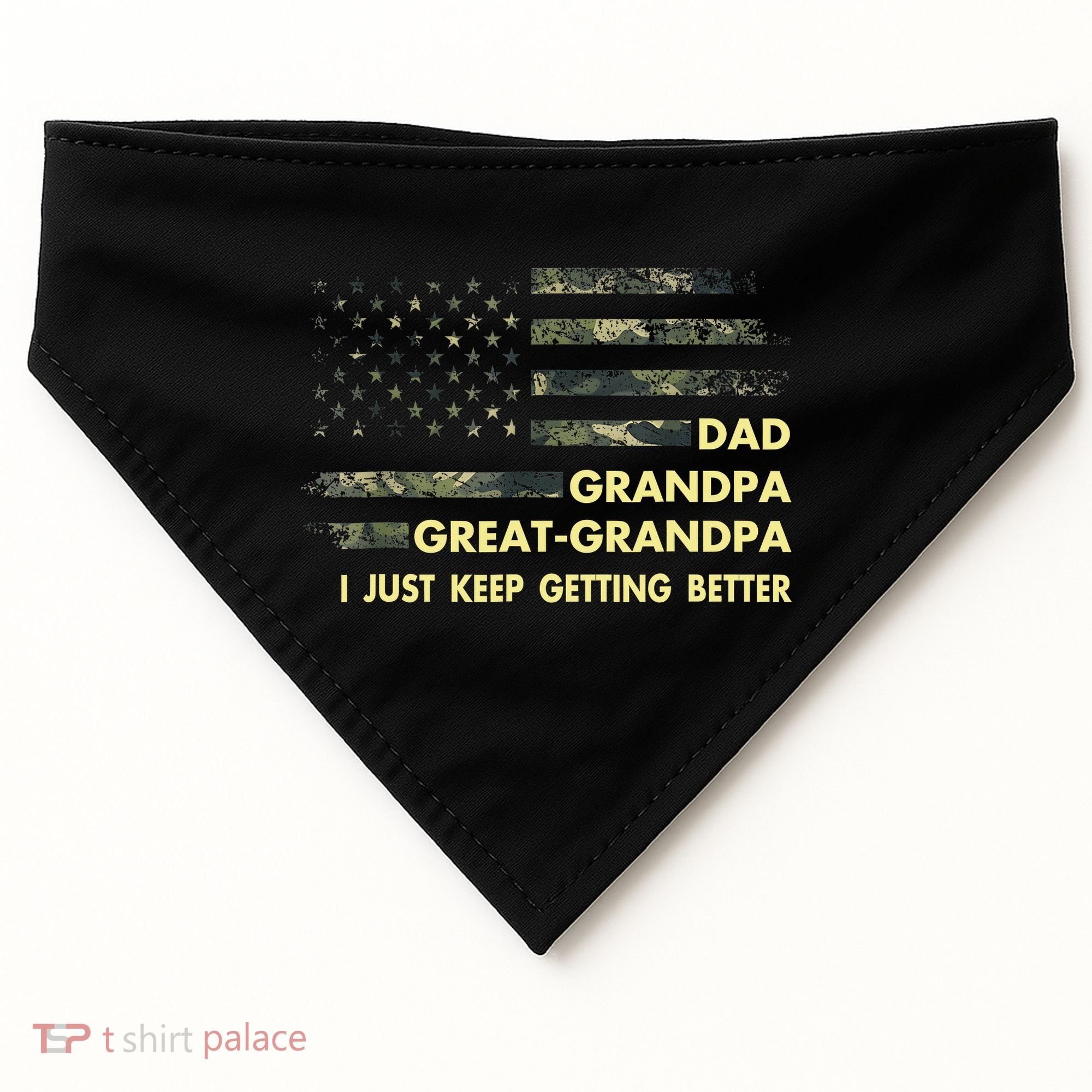 Dad Grandpa Great Grandpa Fathers Day Flag Gift Tee USA-Made Doggie Bandana
