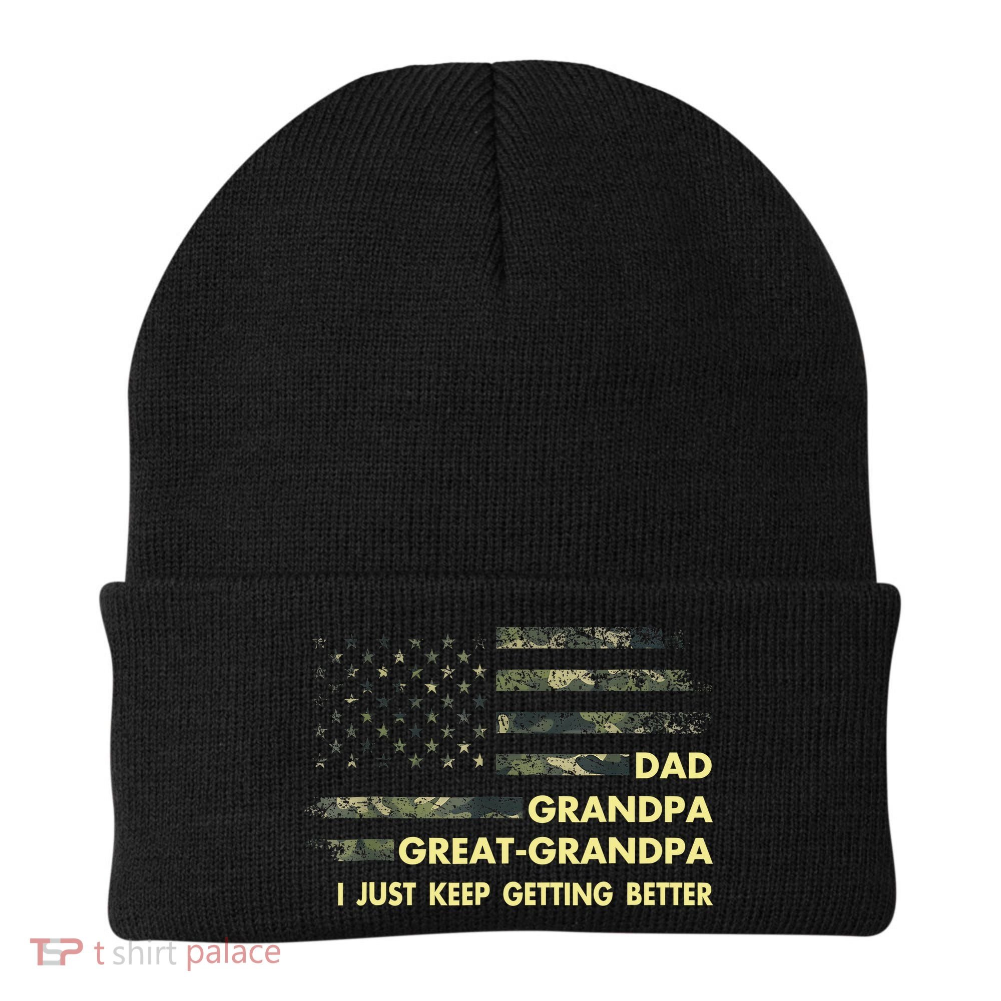 Dad Grandpa Great Grandpa Fathers Day Flag Gift Tee Beanie