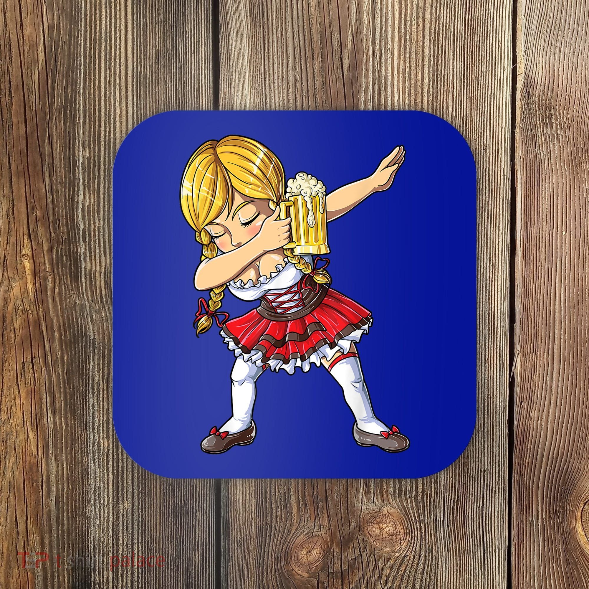 Dabbing German Girl Gift Oktoberfest Women Dirndl Beer Great Gift Coaster