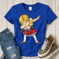 Dabbing German Girl Gift Oktoberfest Women Dirndl Beer Great Gift Women's T-Shirt thumb 3