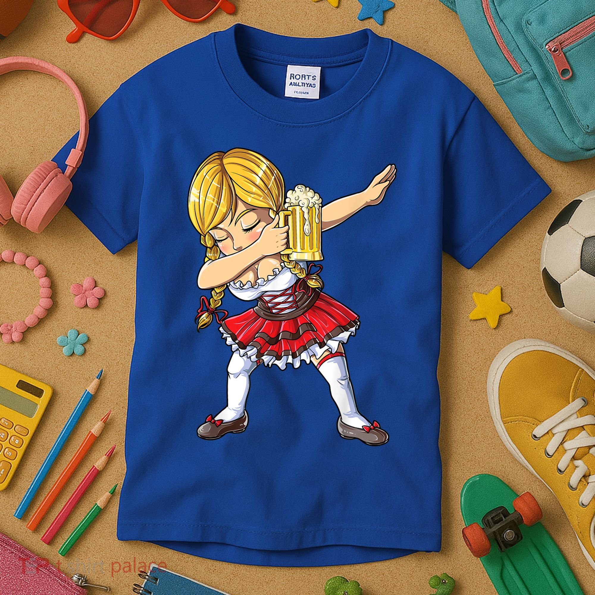Dabbing German Girl Gift Oktoberfest Women Dirndl Beer Great Gift Kids T-Shirt