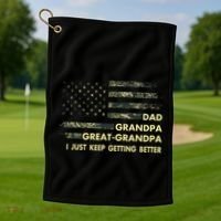 Dad Grandpa Great Grandpa Fathers Day Flag Gift Tee Golf Towel thumb 1