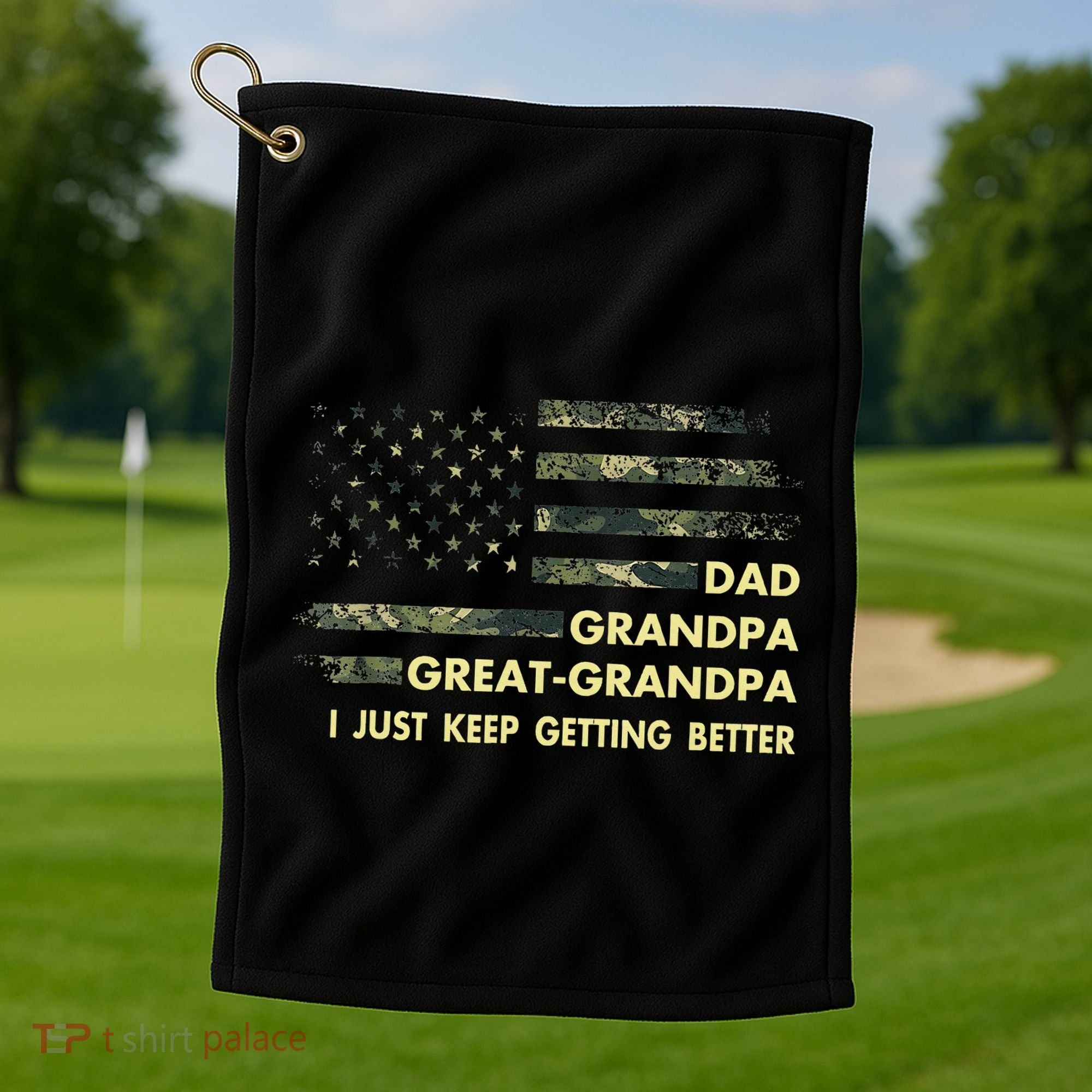 Dad Grandpa Great Grandpa Fathers Day Flag Gift Tee Golf Towel
