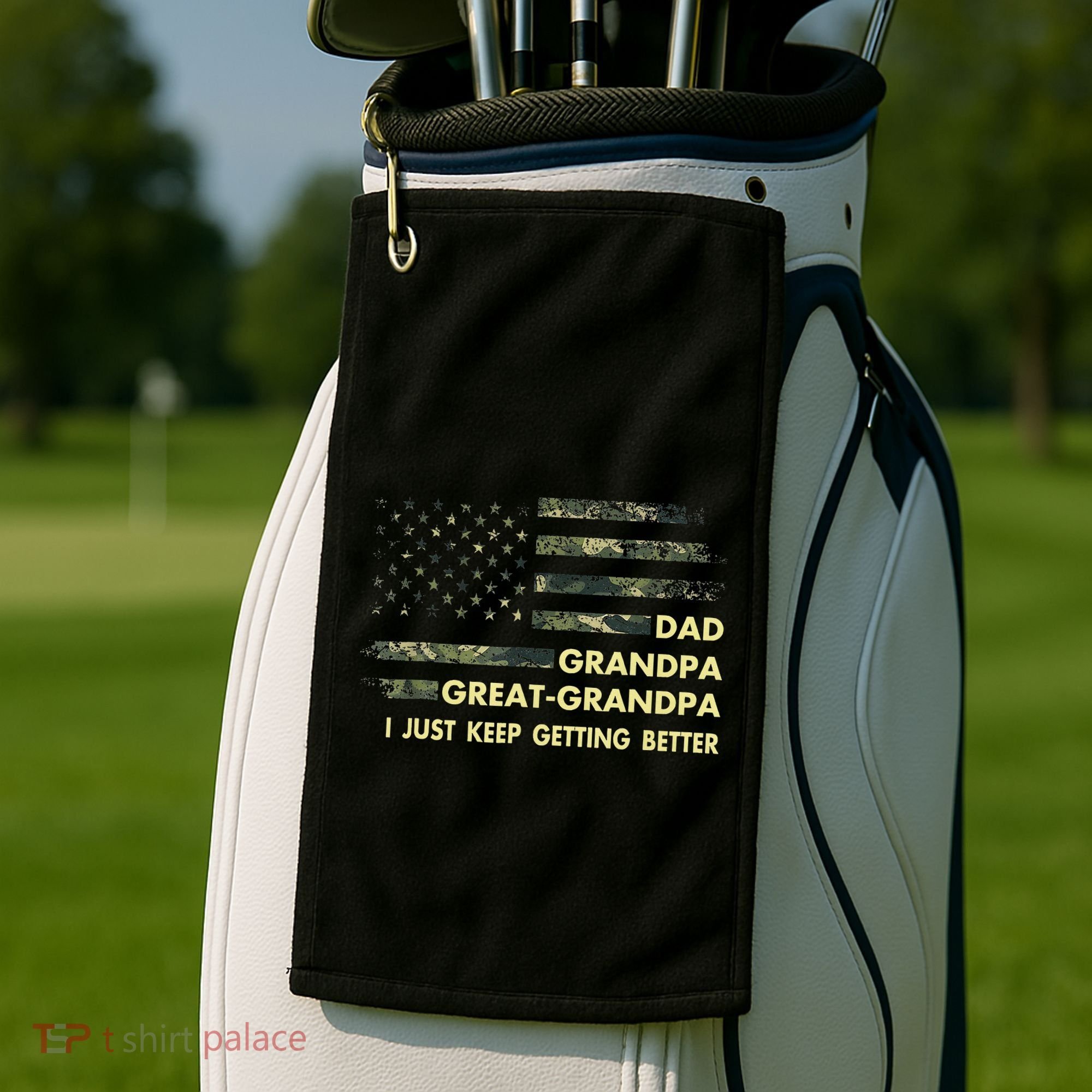 Dad Grandpa Great Grandpa Fathers Day Flag Gift Tee Golf Towel