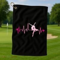 Dance Girl Heart Beat Gift Dancing Dancer Ballet Gift Golf Towel thumb 1