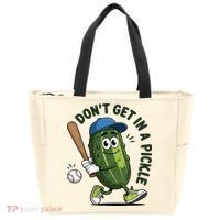Don't Get In A Pickle Funny Baseball Women Tote Bag thumb 0