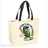 Don't Get In A Pickle Funny Baseball Women Tote Bag thumb 2