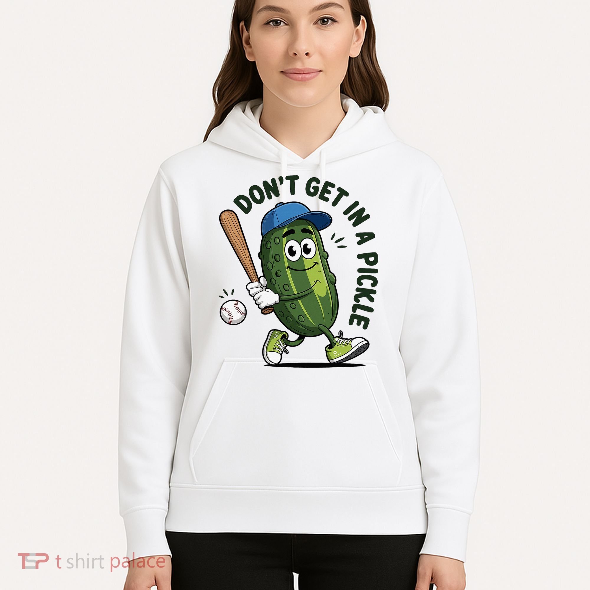 Don't Get In A Pickle Funny Baseball Women Hoodie
