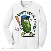 Don't Get In A Pickle Funny Baseball Women Kids Long Sleeve Shirt thumb 0