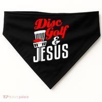 Disc Golf Jesus Christian Gift Funny Golfing Golfer Lover USA-Made Doggie Bandana thumb 0