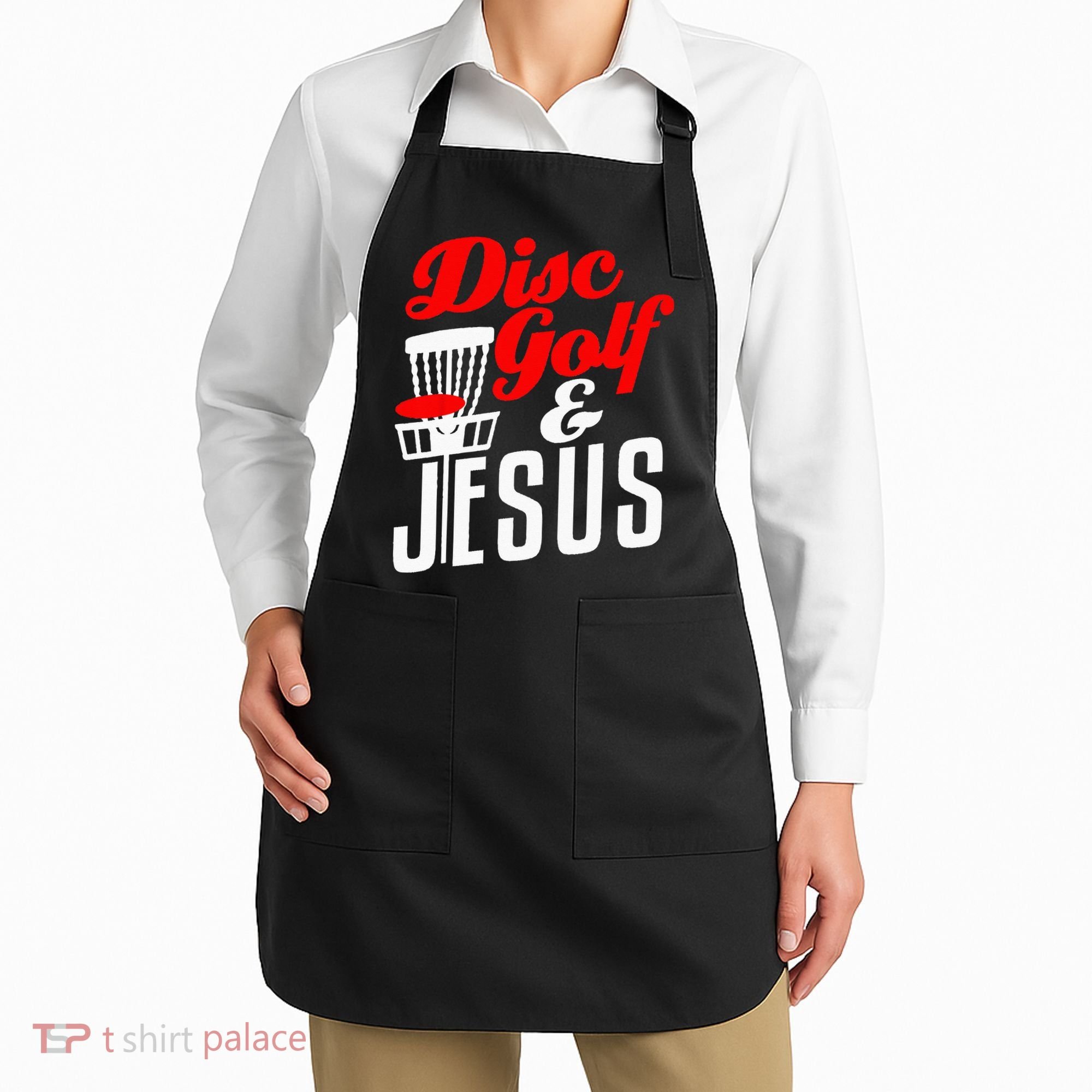 Disc Golf Jesus Christian Gift Funny Golfing Golfer Lover Apron