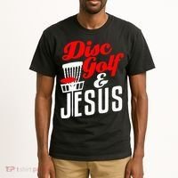 Disc Golf Jesus Christian Gift Funny Golfing Golfer Lover Tall T-Shirt thumb 2