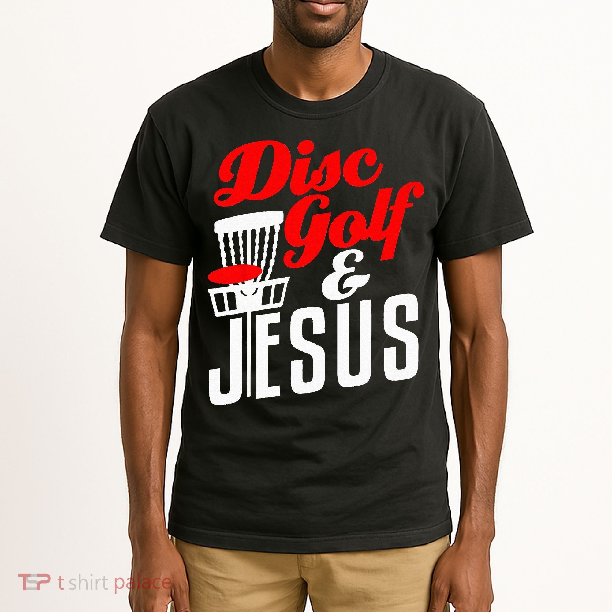 Disc Golf Jesus Christian Gift Funny Golfing Golfer Lover Tall T-Shirt