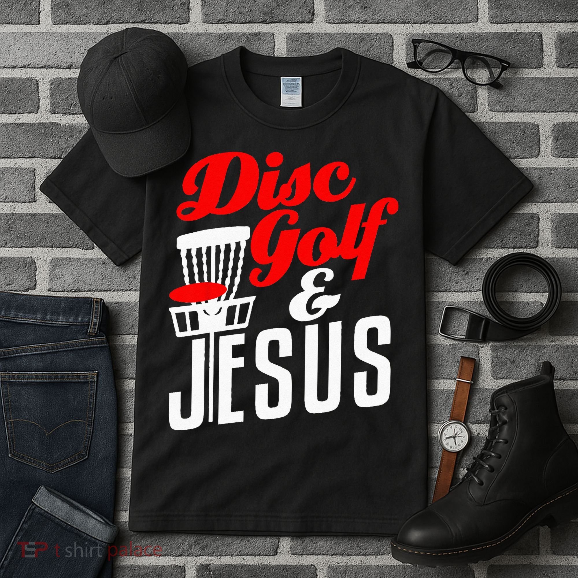 Disc Golf Jesus Christian Gift Funny Golfing Golfer Lover Tall T-Shirt