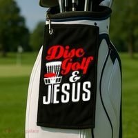 Disc Golf Jesus Christian Gift Funny Golfing Golfer Lover Golf Towel thumb 2