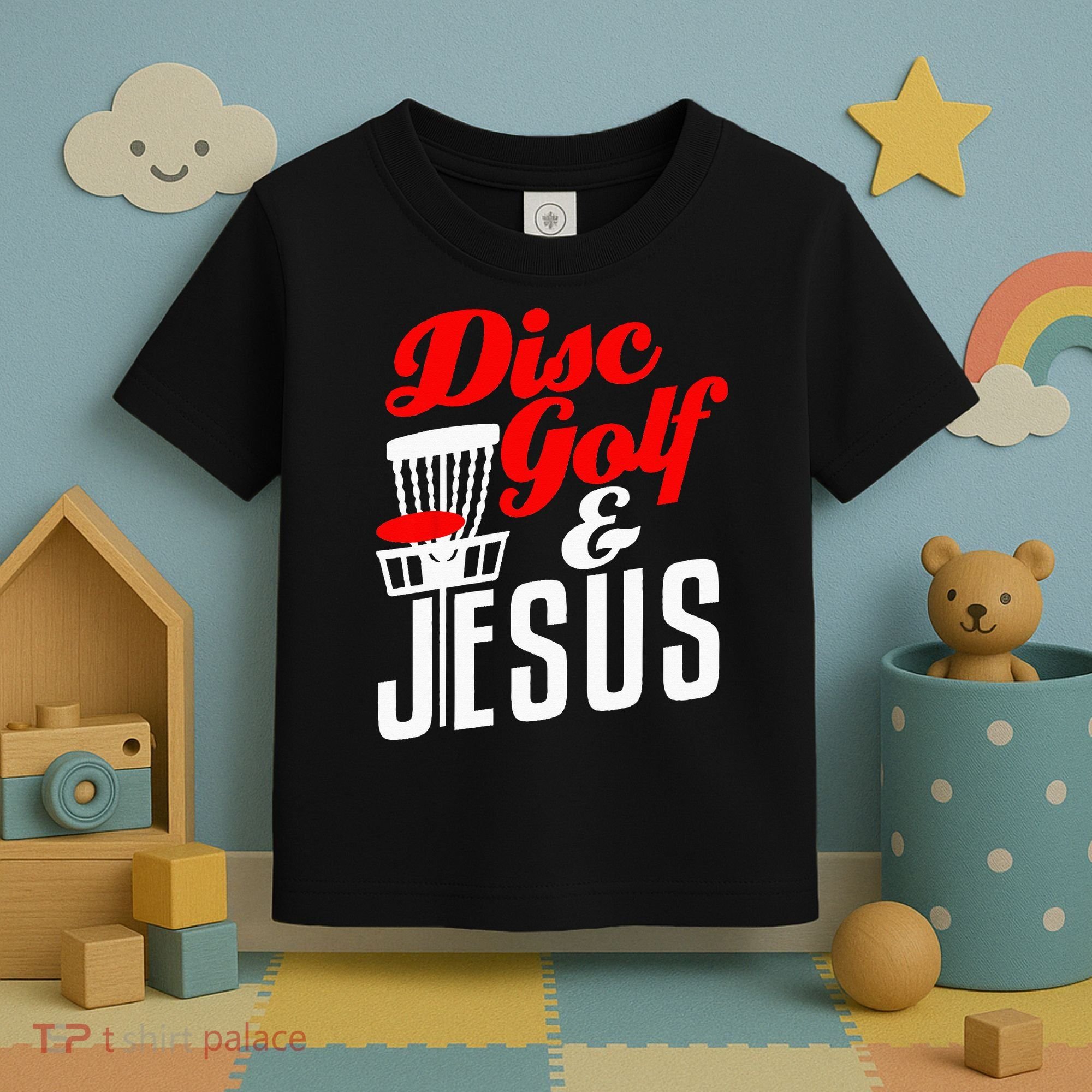 Disc Golf Jesus Christian Gift Funny Golfing Golfer Lover Toddler T-Shirt