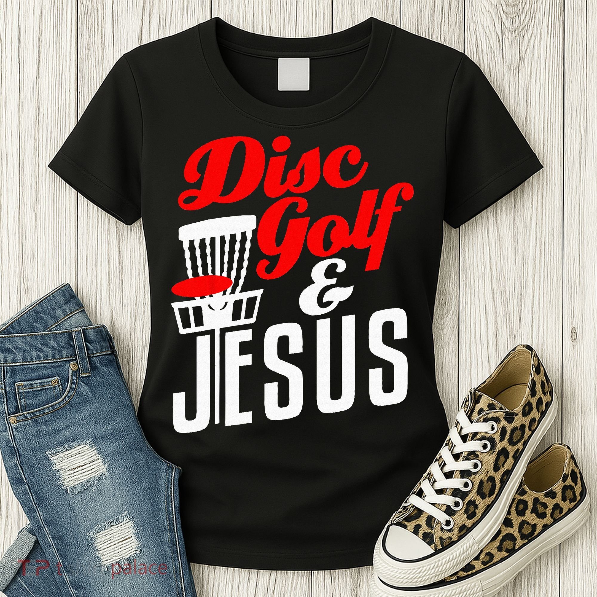 Disc Golf Jesus Christian Gift Funny Golfing Golfer Lover Women's T-Shirt