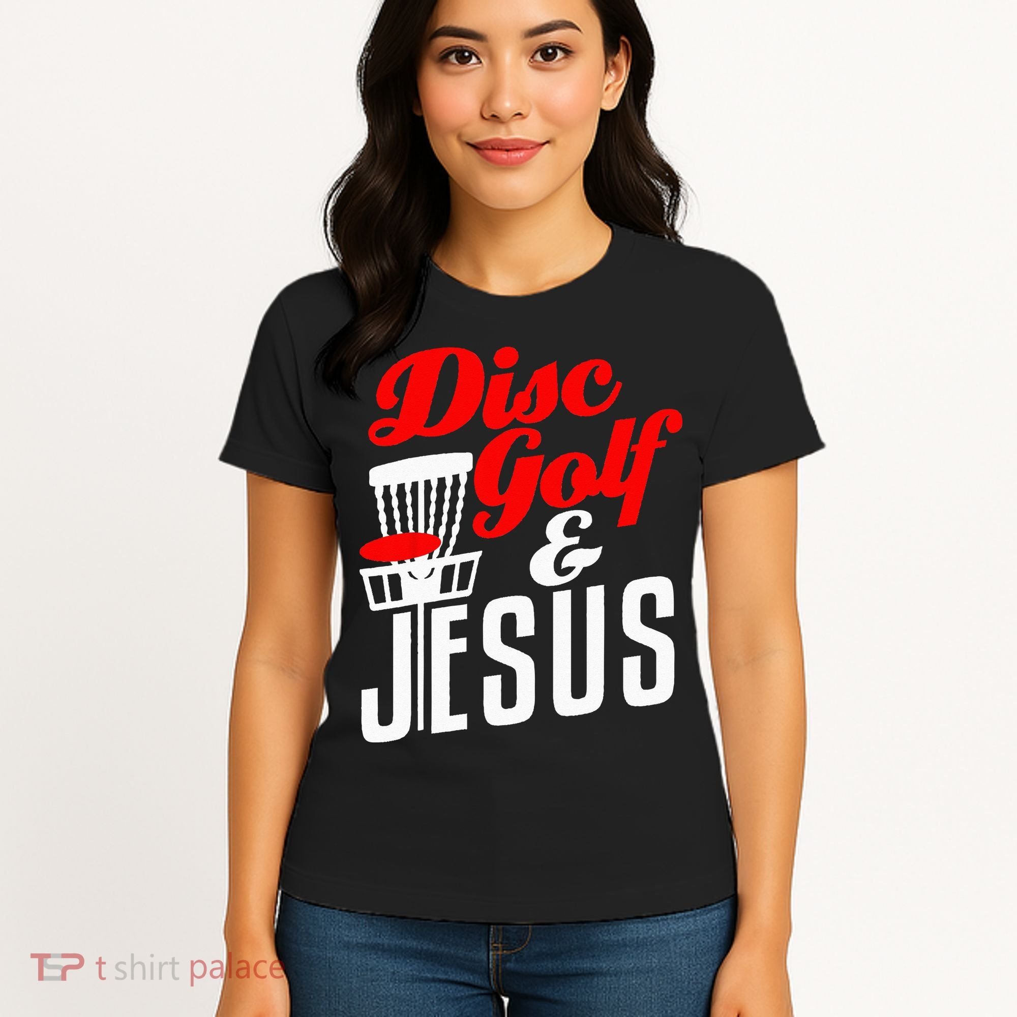 Disc Golf Jesus Christian Gift Funny Golfing Golfer Lover Women's T-Shirt