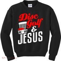 Disc Golf Jesus Christian Gift Funny Golfing Golfer Lover Kids Sweatshirt thumb 0