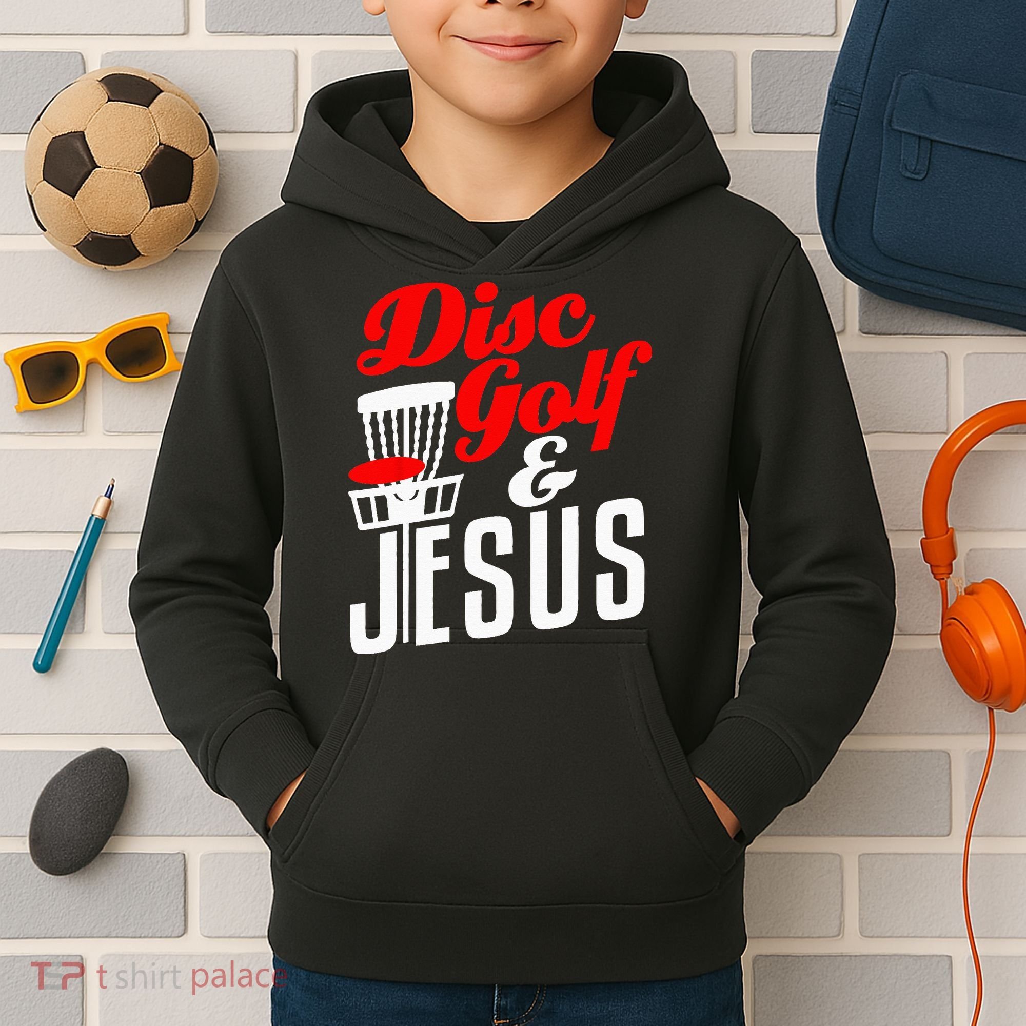 Disc Golf Jesus Christian Gift Funny Golfing Golfer Lover Kids Hoodie