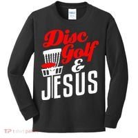 Disc Golf Jesus Christian Gift Funny Golfing Golfer Lover Kids Long Sleeve Shirt thumb 0