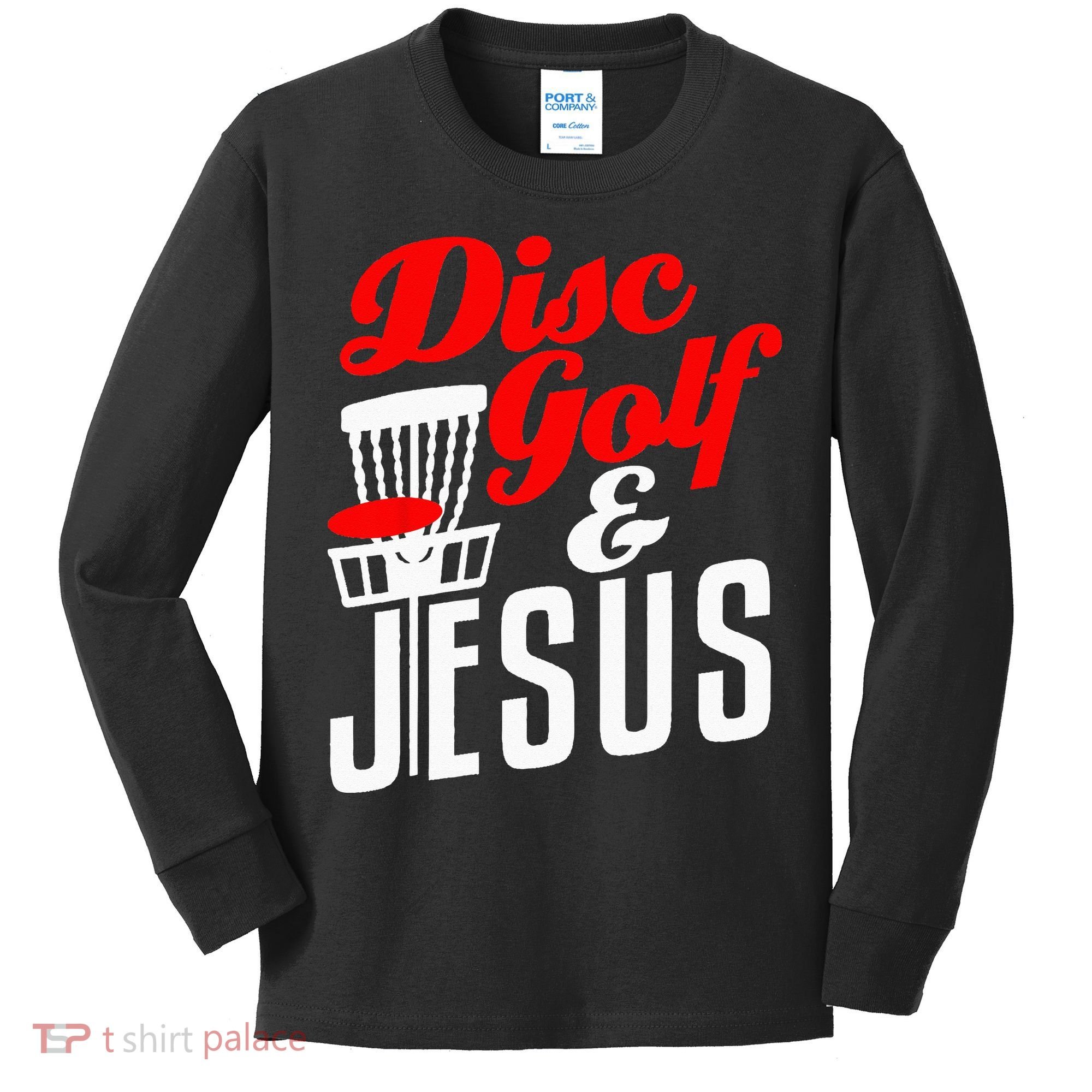 Disc Golf Jesus Christian Gift Funny Golfing Golfer Lover Kids Long Sleeve Shirt