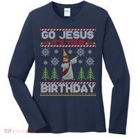 Dabbing Go Jesus It Is Your Birthday Merry Christmas Women's Long Sleeve Shirt thumb 0