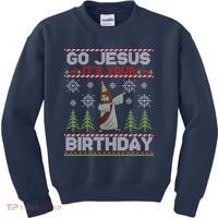 Dabbing Go Jesus It Is Your Birthday Merry Christmas Kids Sweatshirt thumb 0