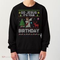 Dabbing Go Jesus Its Your Birthday Merry Christmas Day Women's Sweatshirt thumb 0
