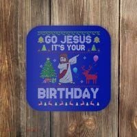 Dabbing Go Jesus Its Your Birthday Merry Christmas Day Coaster thumb 0