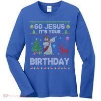 Dabbing Go Jesus Its Your Birthday Merry Christmas Day Women's Long Sleeve Shirt thumb 0