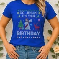 Dabbing Go Jesus Its Your Birthday Merry Christmas Day Women's T-Shirt thumb 2