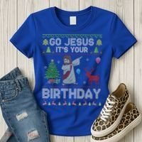 Dabbing Go Jesus Its Your Birthday Merry Christmas Day Women's T-Shirt thumb 3