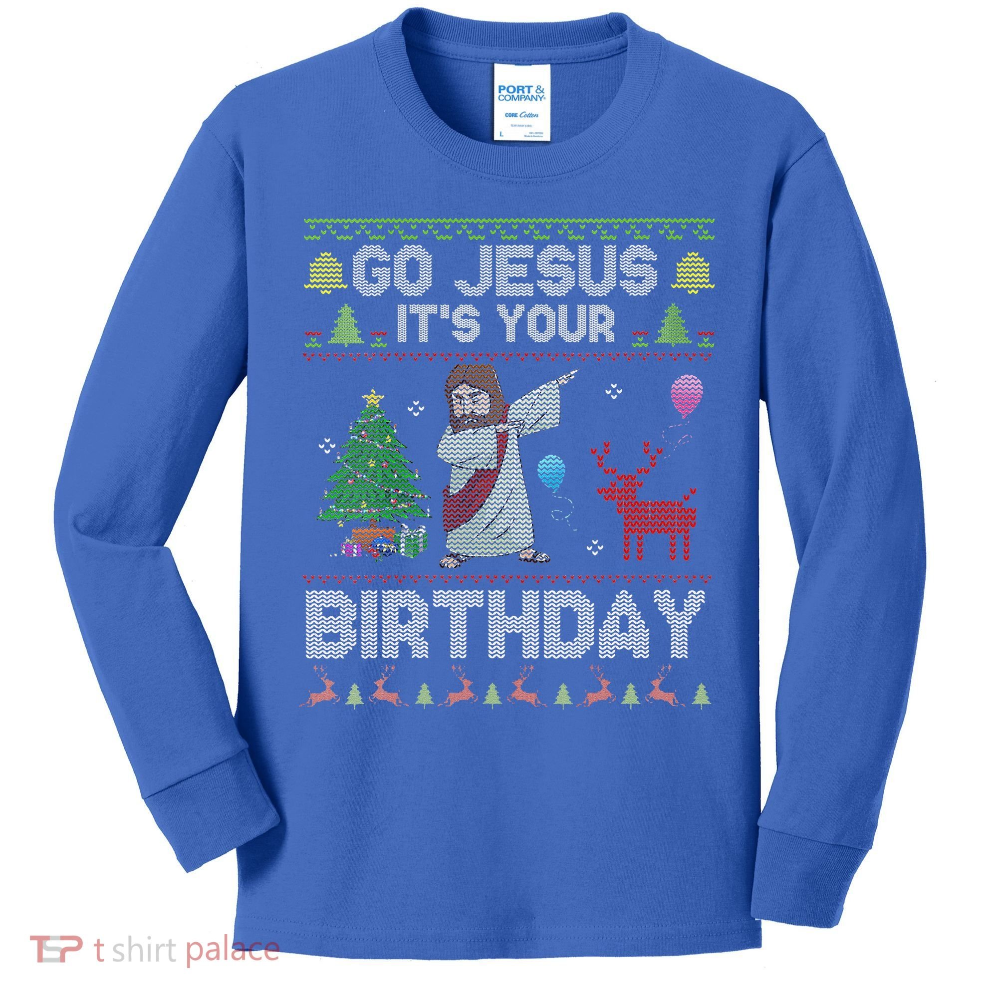 Dabbing Go Jesus Its Your Birthday Merry Christmas Day Kids Long Sleeve Shirt