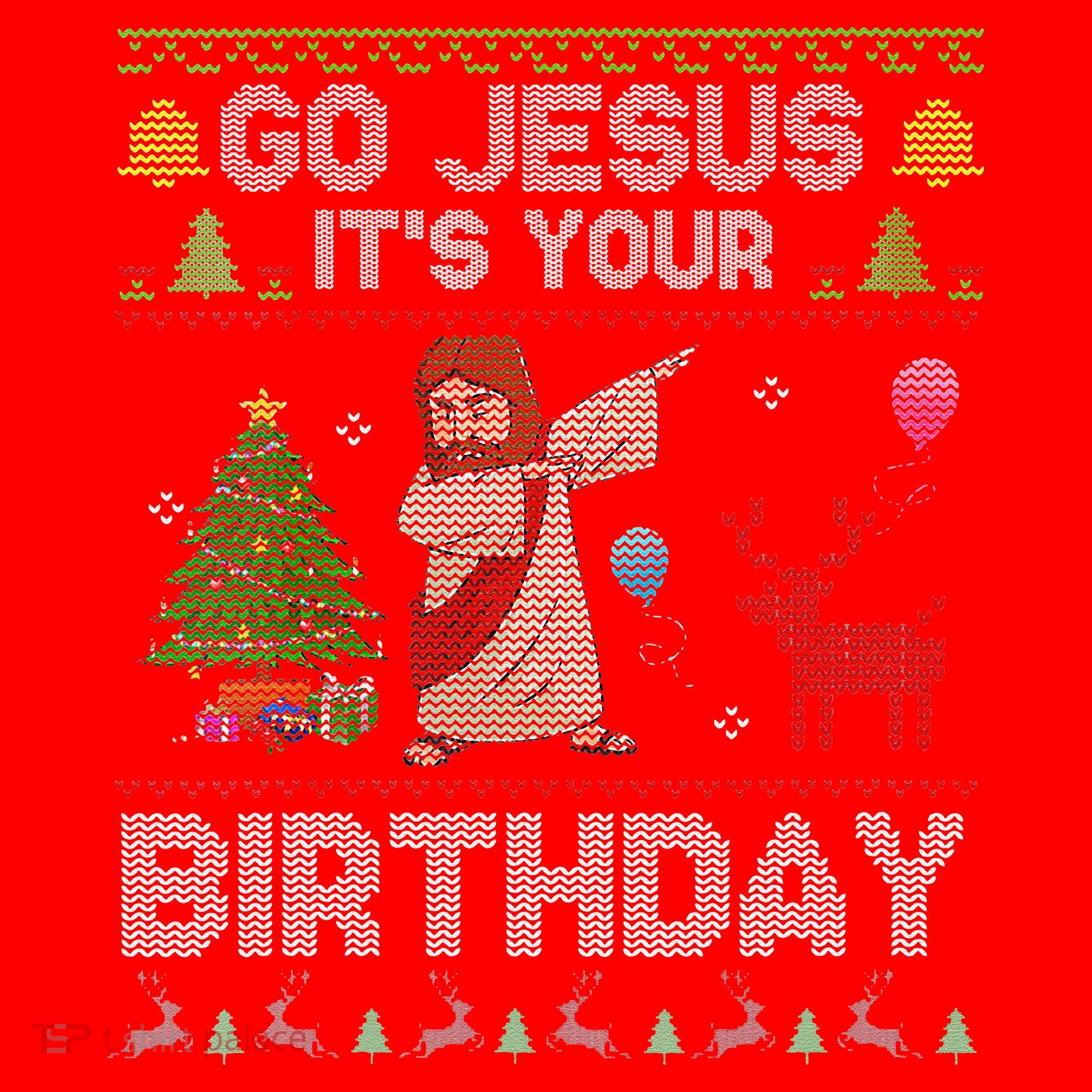 Dabbing Go Jesus Its Your Birthday Merry Christmas Day Santa Hat