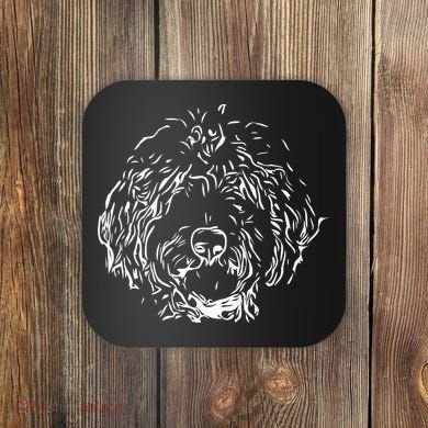 Doodles Goldendoodle Labradoodle Line Drawing Gift Coaster