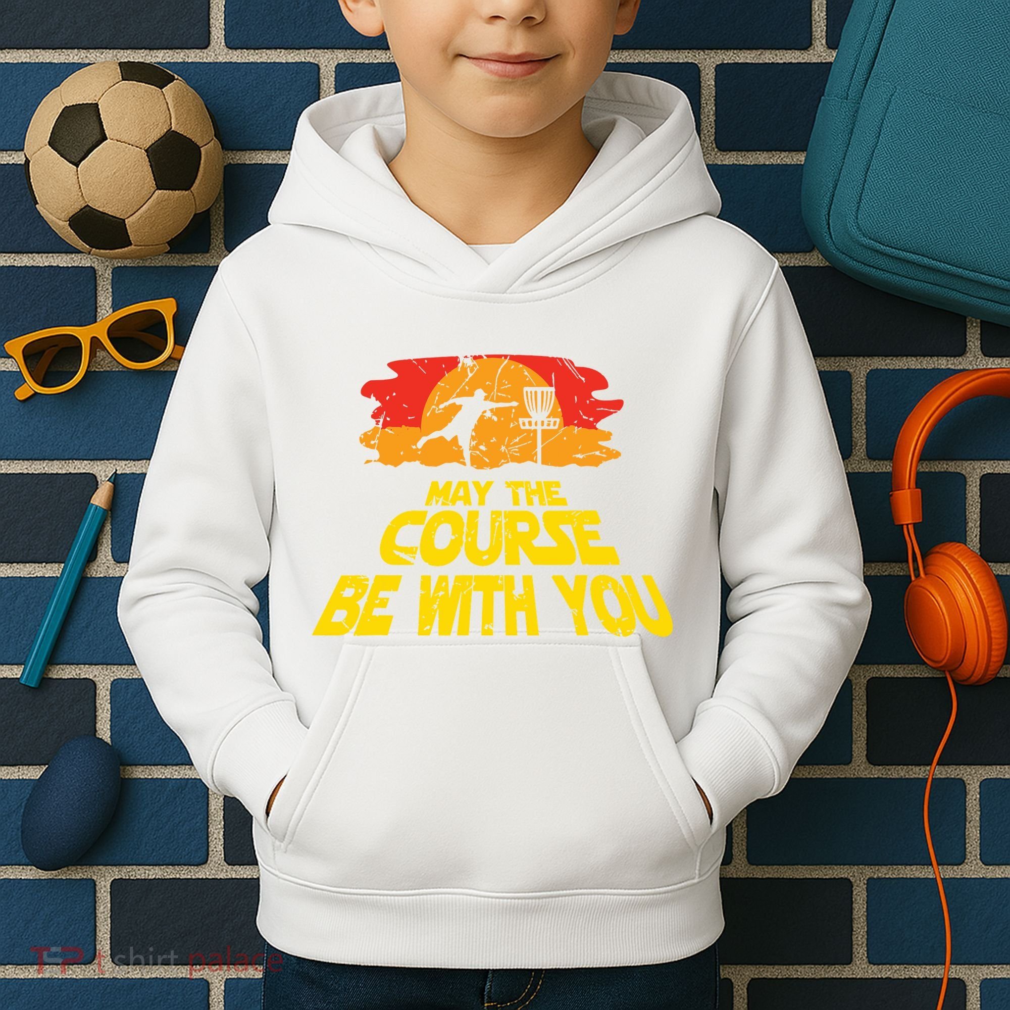 Disc Golf May The Course Be With You Trendy Golf Kids Hoodie