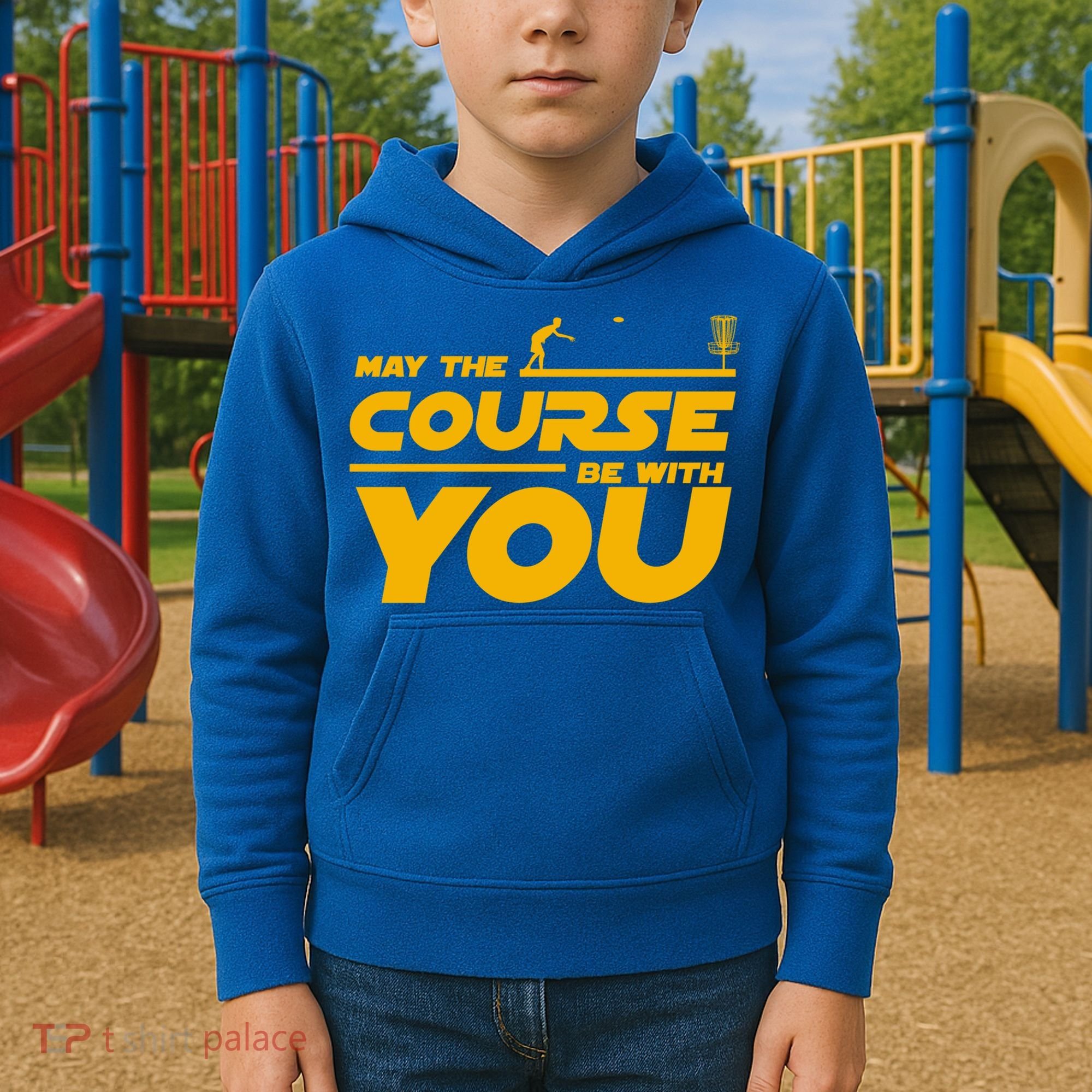Disc Golf May The Course Be With You Frisbee Golf Gift Kids Hoodie