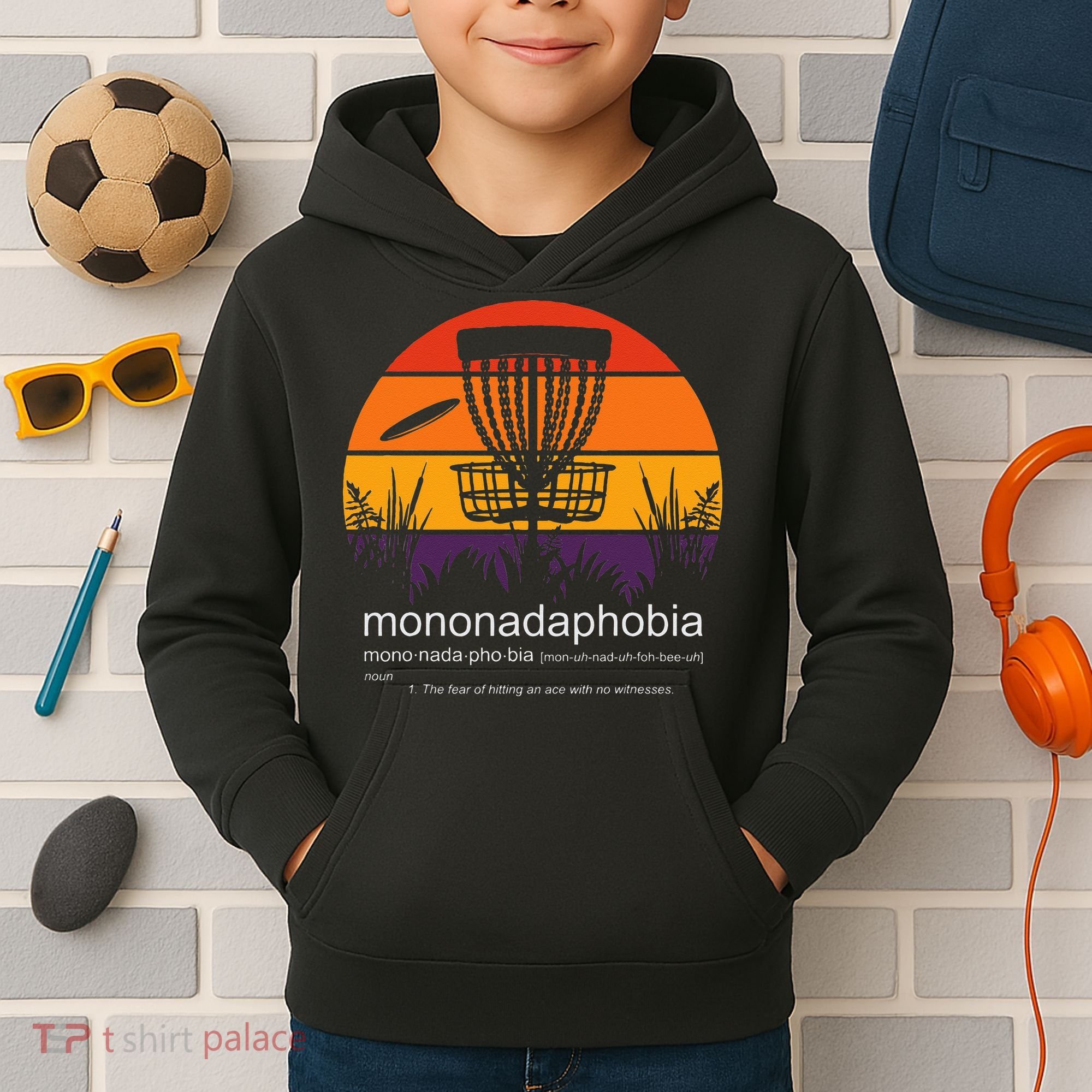 Disc Golf Mononadaphobia Funny Disk Golf Kids Hoodie