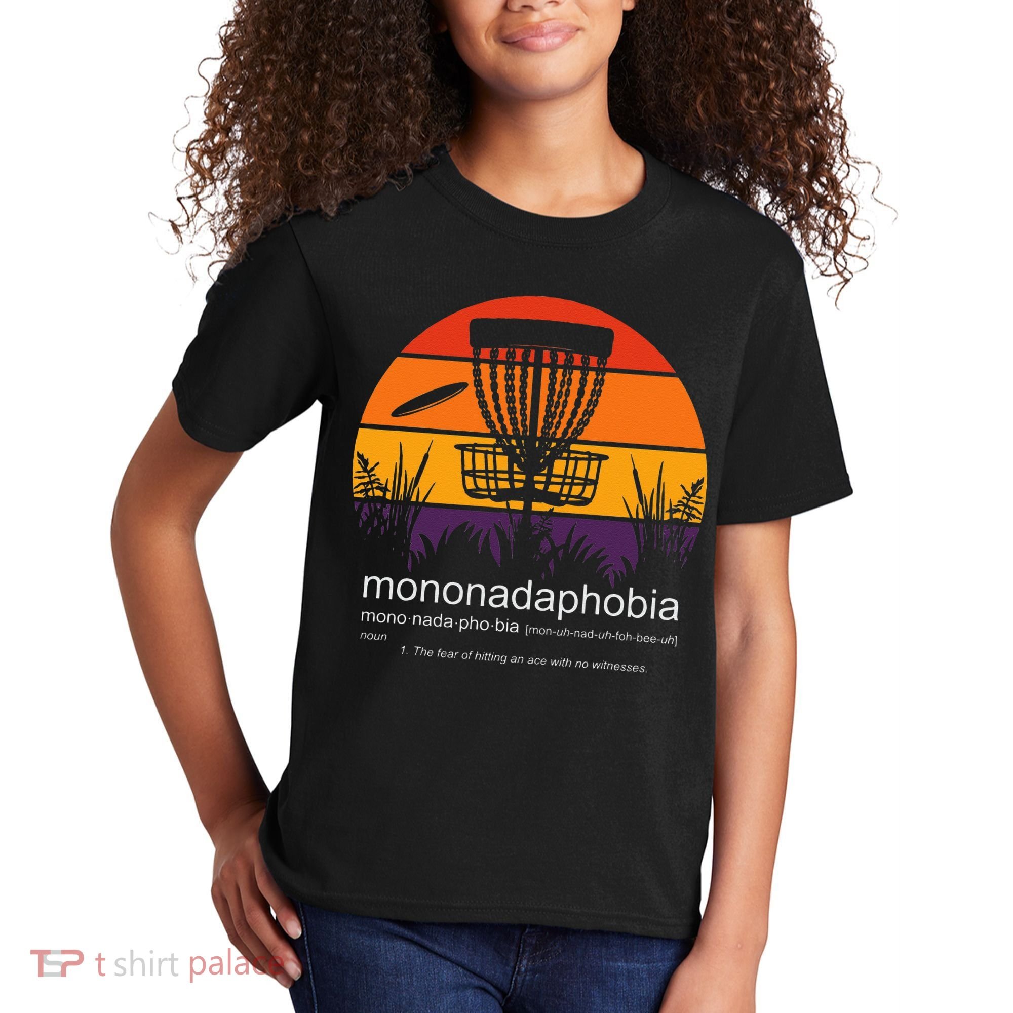 Disc Golf Mononadaphobia Funny Disk Golf Kids T-Shirt