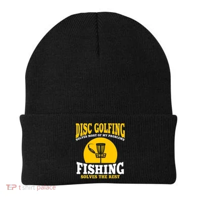 Disc Golf N Fishing Solves My Problems Beanie