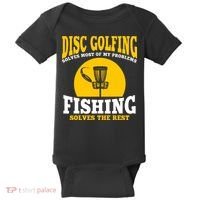 Disc Golf N Fishing Solves My Problems Baby Bodysuit thumb 0