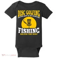 Disc Golf N Fishing Solves My Problems Baby Bodysuit thumb 0