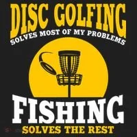 Disc Golf N Fishing Solves My Problems Golf Towel thumb 3