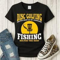 Disc Golf N Fishing Solves My Problems Women's T-Shirt thumb 3