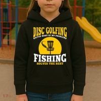Disc Golf N Fishing Solves My Problems Kids Hoodie thumb 3