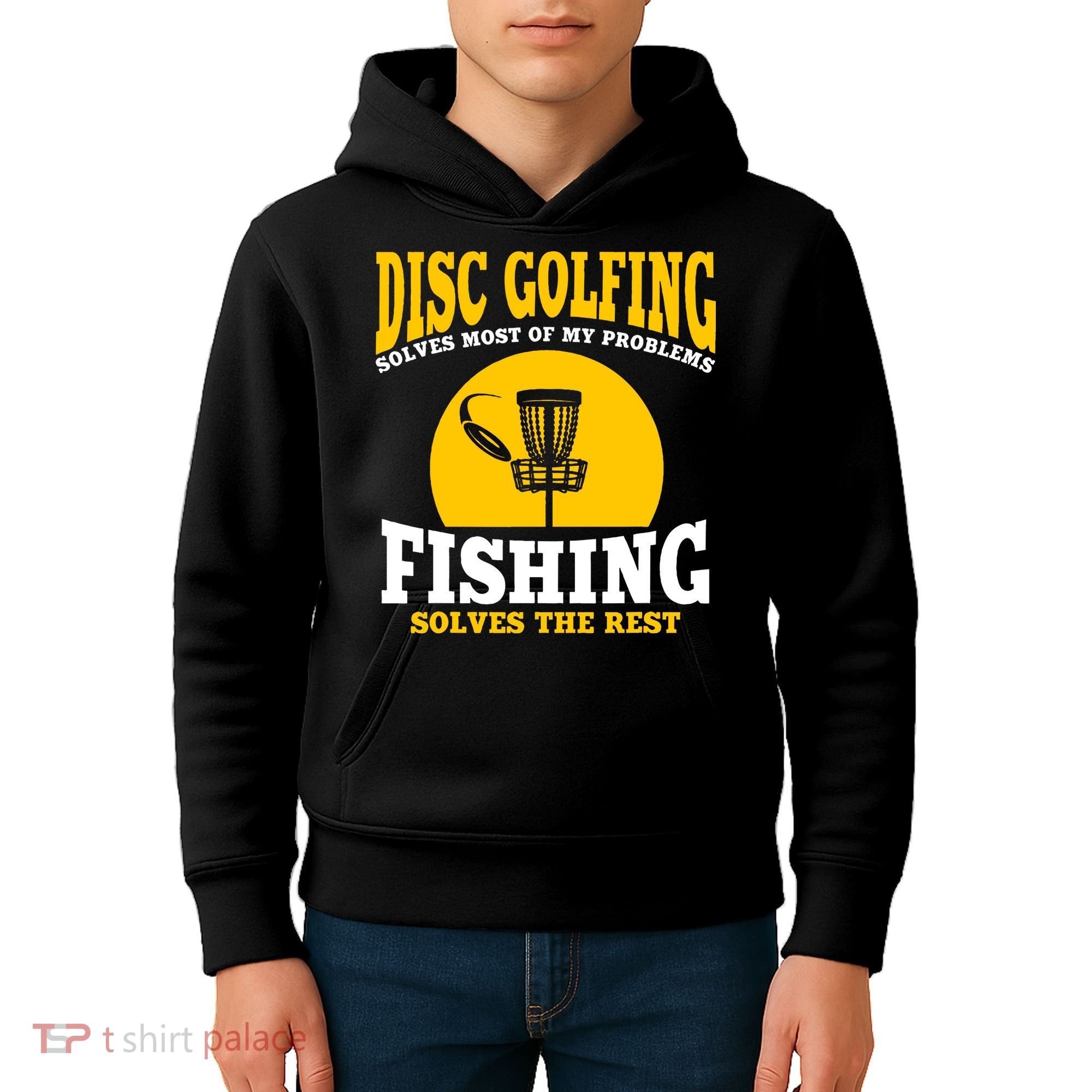Disc Golf N Fishing Solves My Problems Kids Hoodie