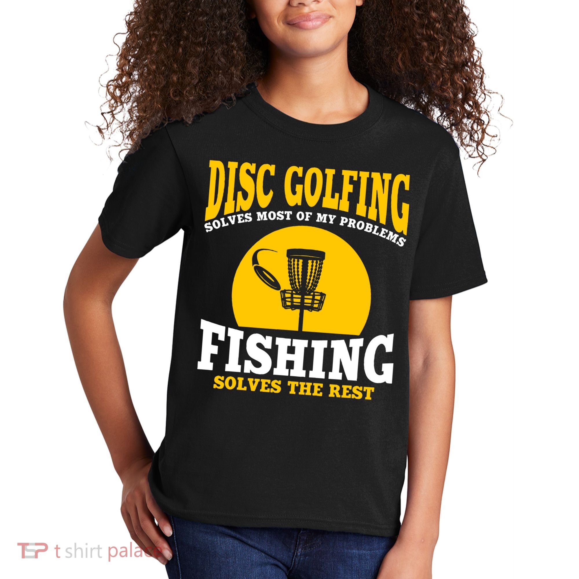 Disc Golf N Fishing Solves My Problems Kids T-Shirt