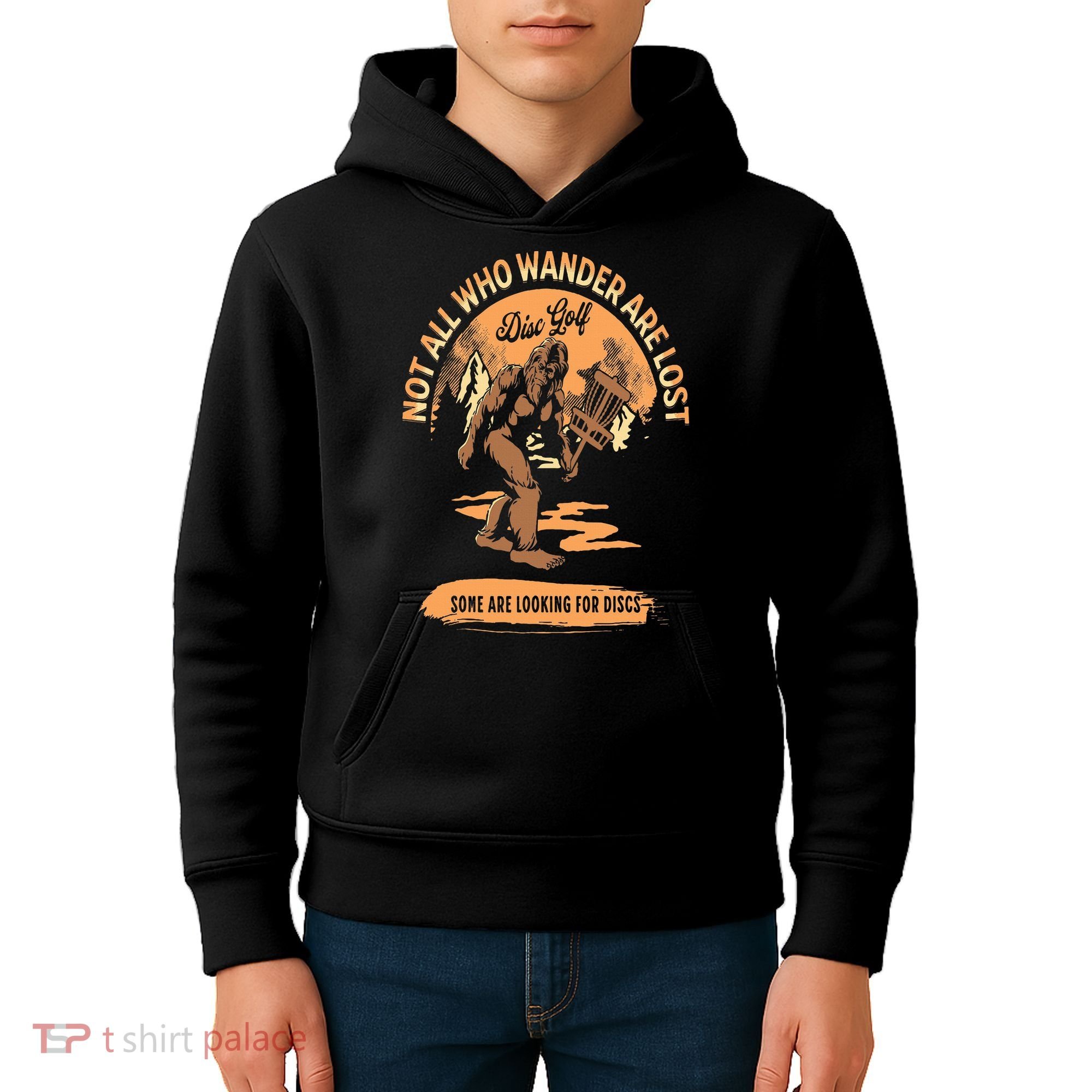 Disc Golf  Not All Who Wander Are Lost Funny Sarcastic Kids Hoodie